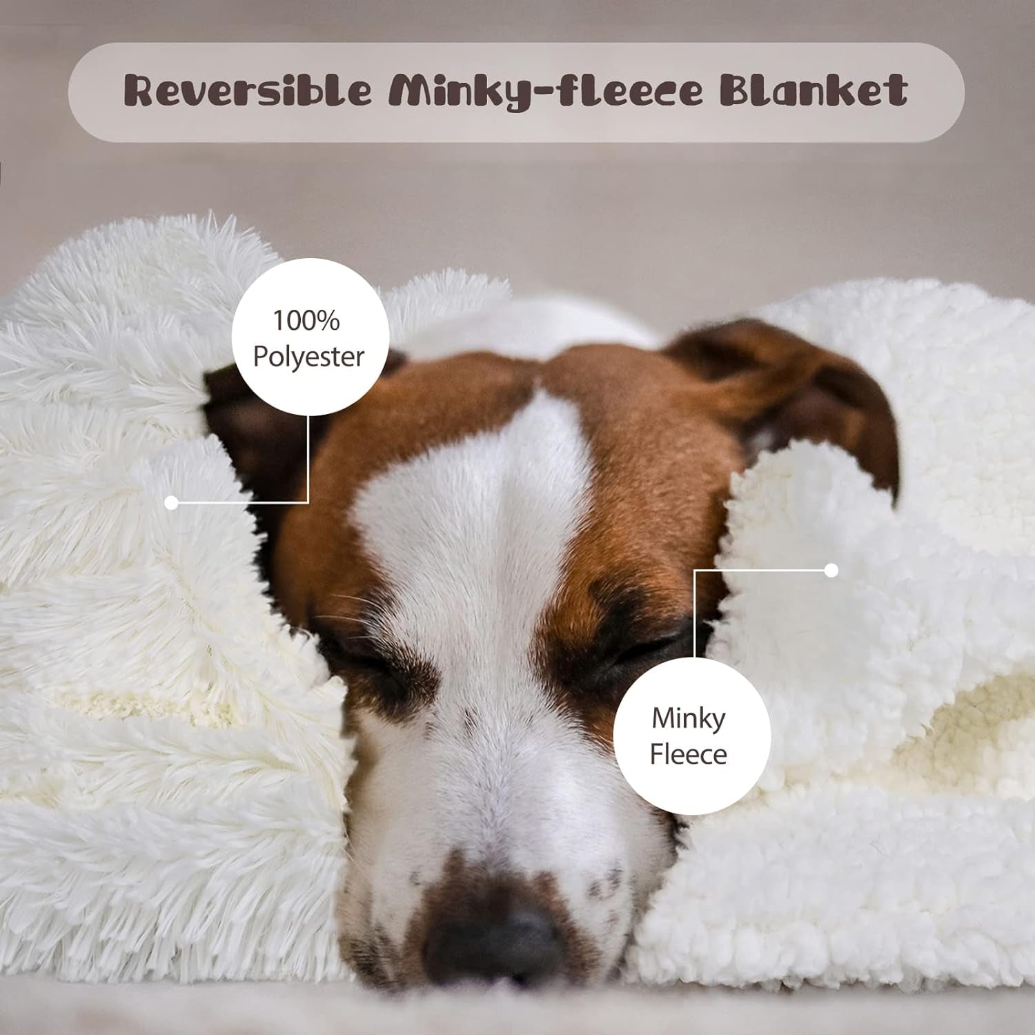 Premium Fluffy Pet Blanket for Medium Dogs, Fluffy Reversible Fleece Frenchie Puppy Blankets, Machine Washable, Soft, Warm Pets Throw Blanket 30X40 Inches Cream White