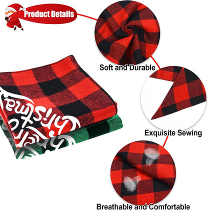 2 Pack Dog Bandana Christmas Classic Buffalo Plaid Pets Scarf Triangle Bibs Kerchief Set Pet Costume Accessories Decoration for Small Medium Large Dogs Cats Pets (Large)