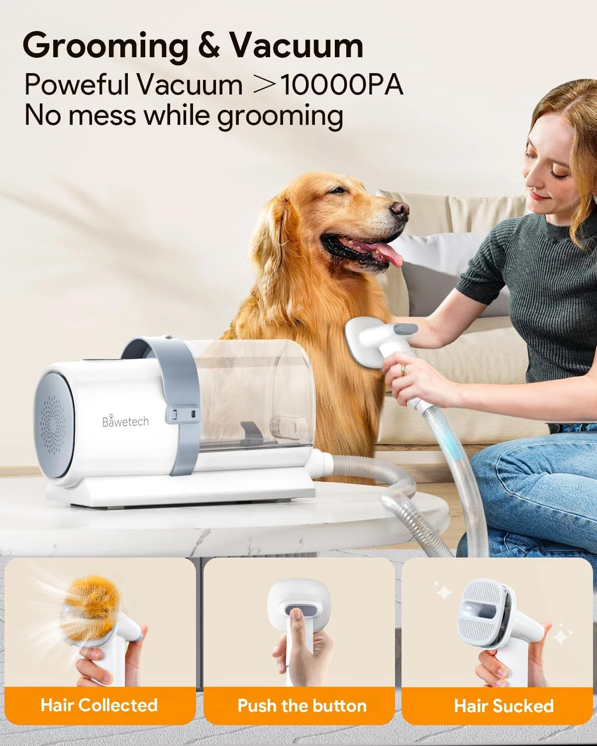 Dog Grooming Kit & Vacuum, Suction 99% Pet Hair, 2.5L Large Capacity Dust Cup, 5 Pet Grooming Tools, Low Noise Dog Hair Remover Pet Grooming Supplies for Dogs Cats